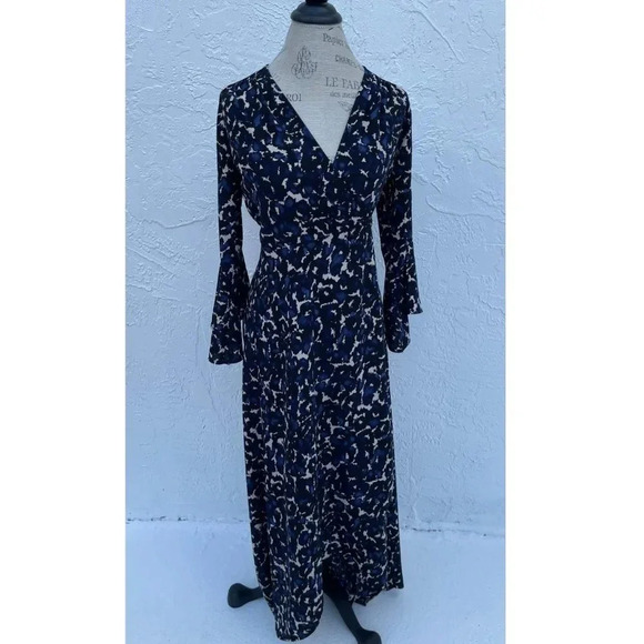 Veronica M Womens Wrap High Low Hem Maxi Dress Dark Blue Sz XS - Picture 6 of 7